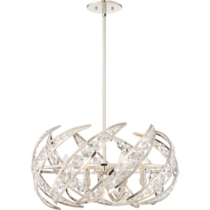 Quoizel Platinum Crescent 6 Light Pendant in Polished Nickel