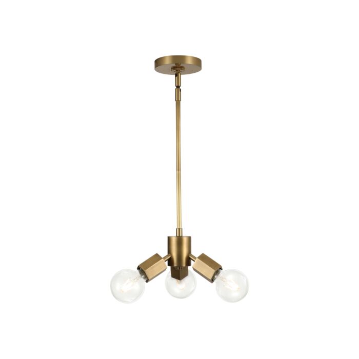Alora Hexa 3 Light Pendant Light in Vintage Brass