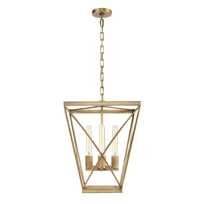 Alora Lattice 4 Light Pendant Light in Vintage Brass