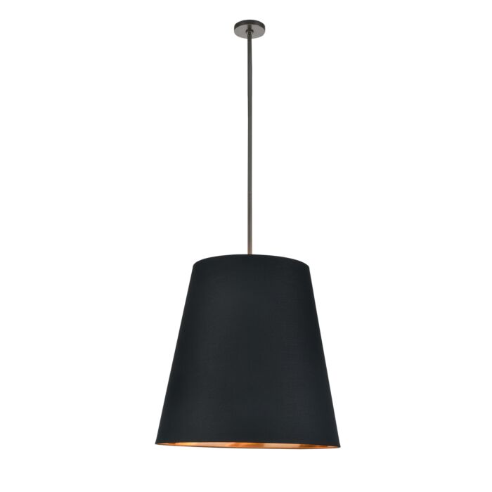 Alora Calor 3 Light Pendant Light in Urban Bronze With Black Linen And Gold Parchment Shade