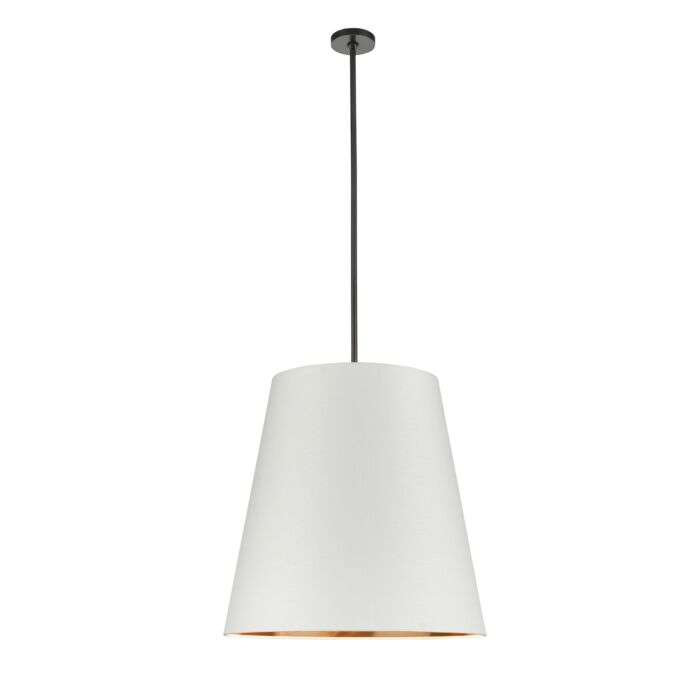 Alora Calor 3 Light Pendant Light in Urban Bronze With White Linen And Gold Parchment Shade