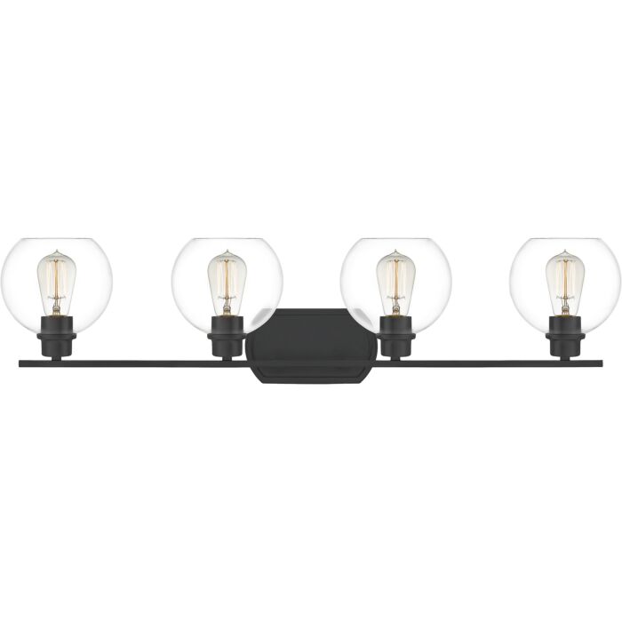 Quoizel Pruitt 4 Light 36 Inch Bathroom Vanity Light in Matte Black