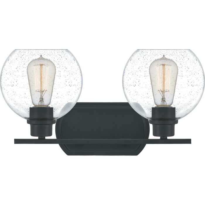 Quoizel Pruitt 2 Light 17 Inch Bathroom Vanity Light in Matte Black