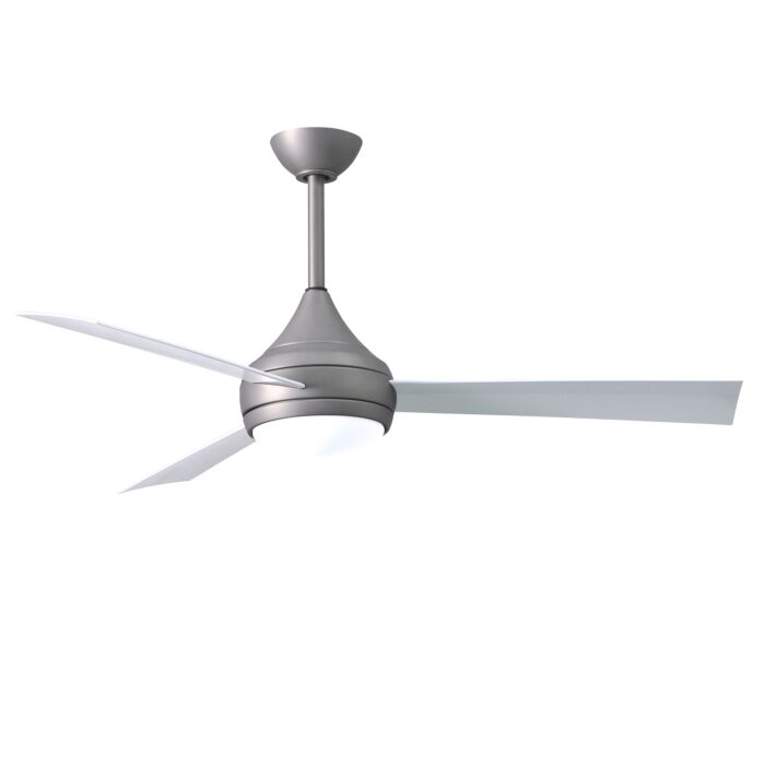 Matthews Donaire 52 Inch Indoor/Outdoor Ceiling Fan in Brushed Stainless with White Blades