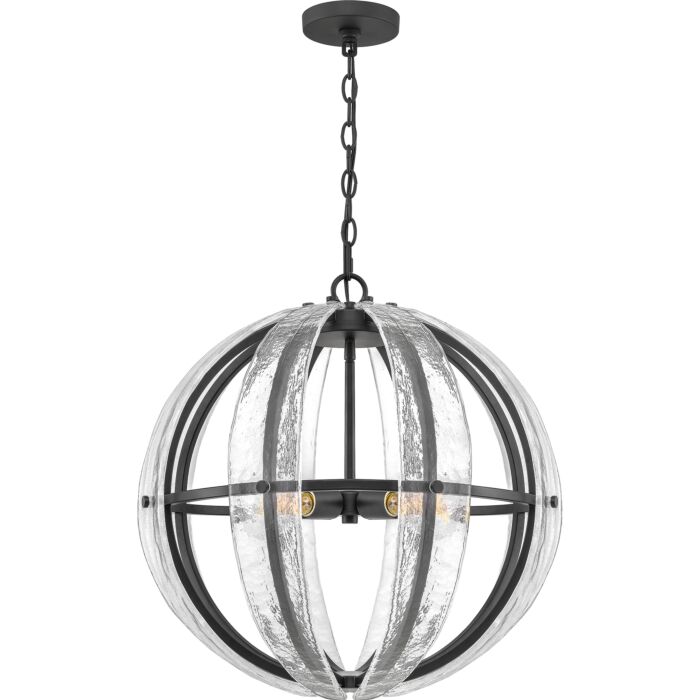 Quoizel Dre 4 Light 22 Inch Pendant Light in Matte Black