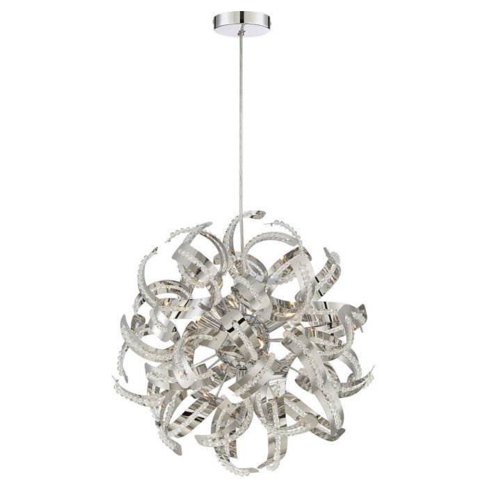 Quoizel Ribbons 5 Light 17 Inch Pendant Light in Crystal Chrome