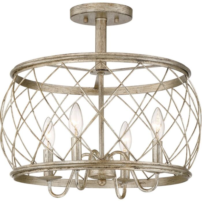 Quoizel Dury 4 Light 18 Inch Ceiling Light in Century Silver Leaf