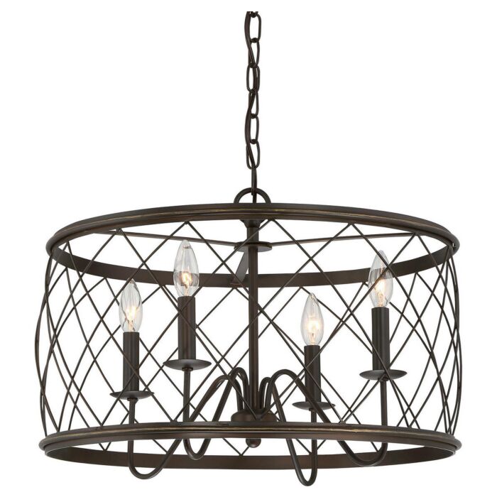 Quoizel Dury 4 Light 22 Inch Pendant Light in Palladian Bronze