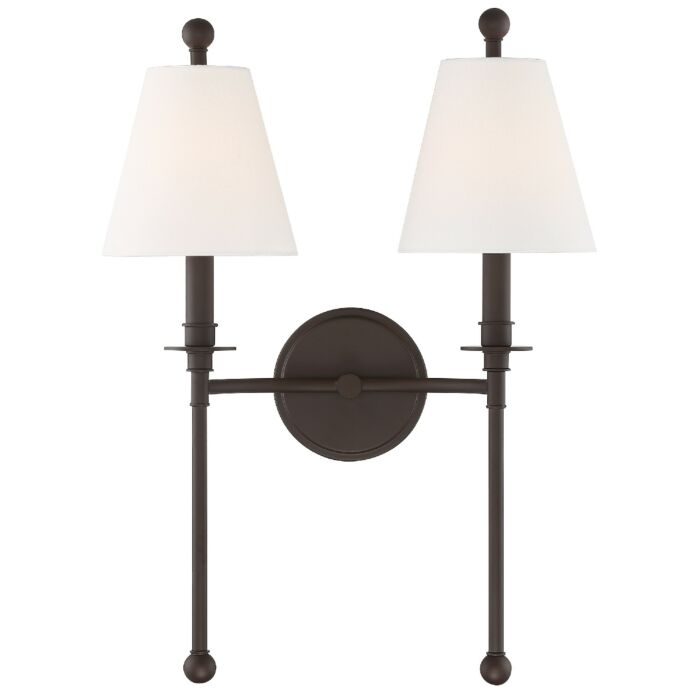 Crystorama Riverdale 2 Light Wall Sconce in Dark Bronze