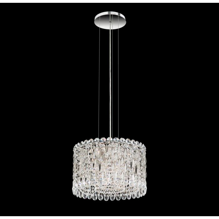 Schonbek Sarella 4 Light Pendant in Stainless Steel with Crystal Heritage Crystals