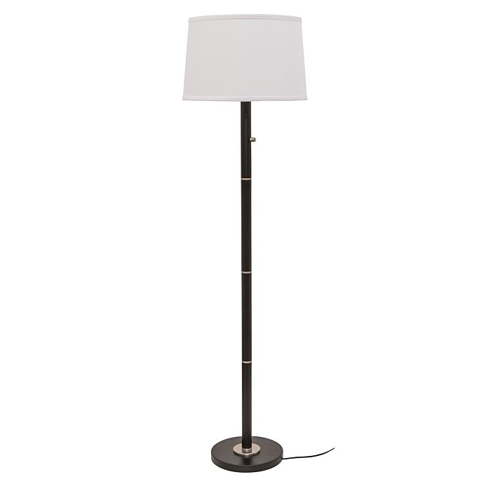 House of Troy Rupert 3 Light 62 Inch Floor Lamp in Black with Satin Nickel Accents