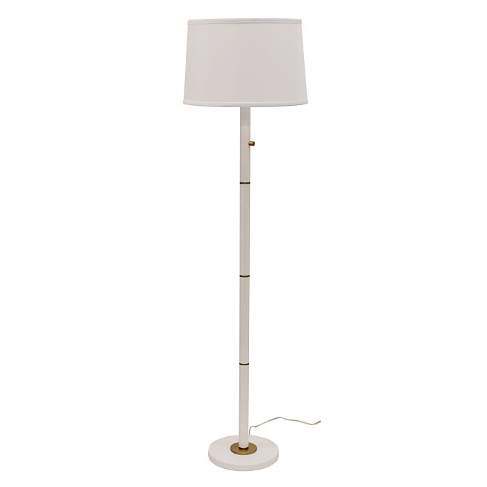 House of Troy Rupert 3 Light 62 Inch Floor Lamp in White with Weathered Brass Accents