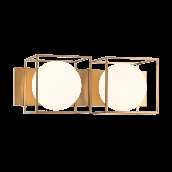 Matteo Squircle 2 Light Wall Sconce In Aged Gold Brass