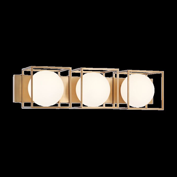 Matteo Squircle 3 Light Wall Sconce In Aged Gold Brass