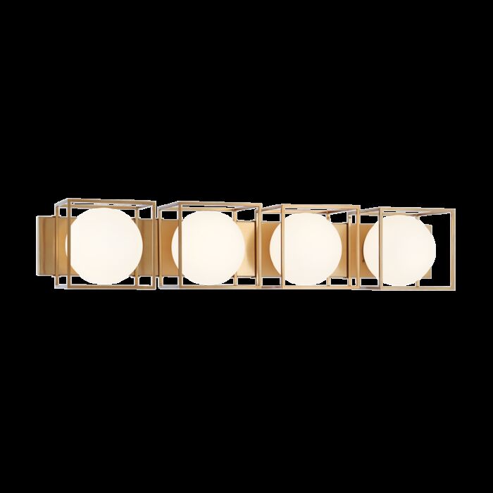 Matteo Squircle 4 Light Wall Sconce In Aged Gold Brass
