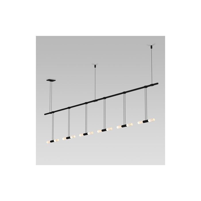 Sonneman Suspenders® 6 Light Linear Pendant in Satin Black