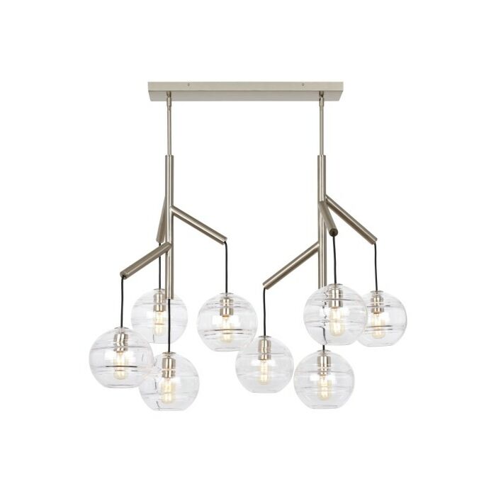 Tech Sedona 8 Light 2700K LED Contemporary Chandelier in Satin Nickel and Transparent Smoke