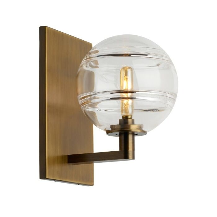 Tech Sedona 2700K LED 9 Inch Wall Sconce in Aged Brass and Clear