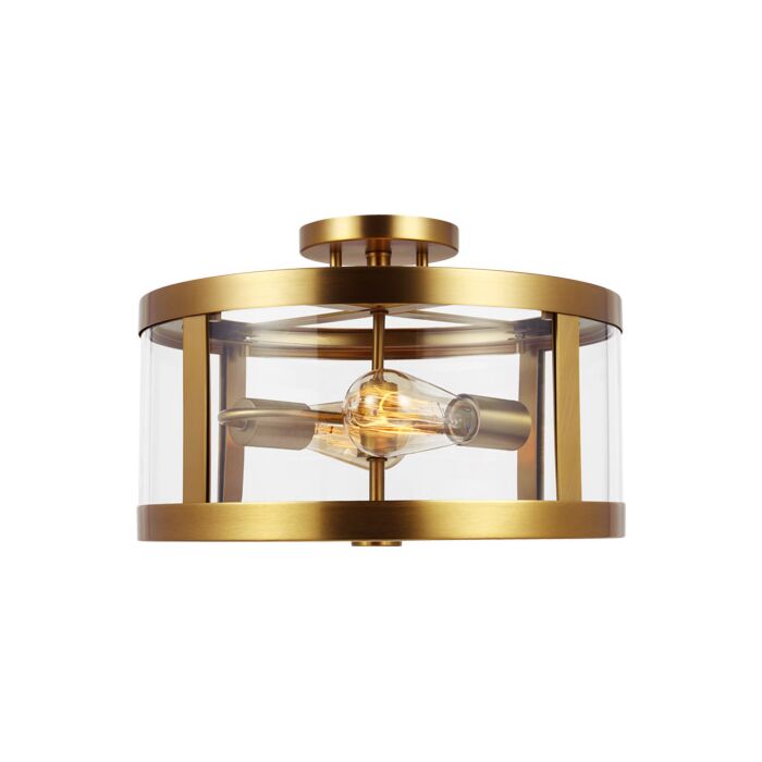 Feiss Harrow 2 Light Ceiling Light in Burnished Brass