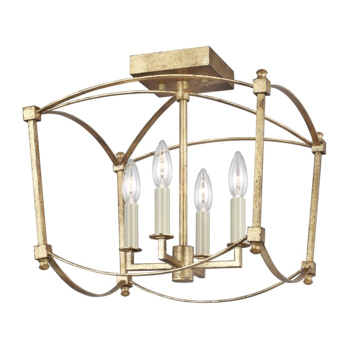 Thayer 4 Light Ceiling Light in Antique Gild by Sean Lavin