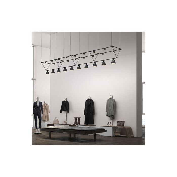 Sonneman Suspenders® 10 Light 170 Inch Suspension Track Lighting in Satin Black
