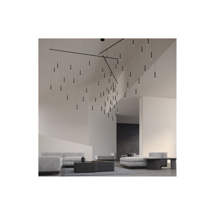 Sonneman Suspenders® 48 Light 137 Inch Tri Bar Freeform Track Lighting in Satin Black