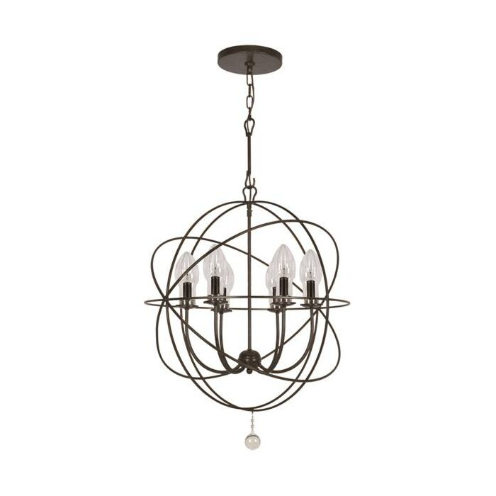 Crystorama Solaris 6 Light 28 Inch Outdoor Hanging Light in English Bronze with Clear Glass Drops Crystals