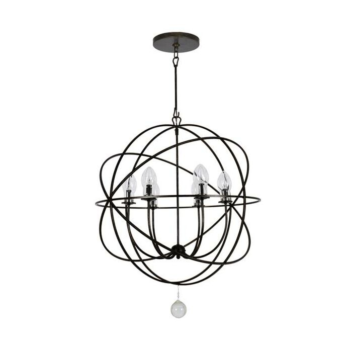 Crystorama Solaris 6 Light 36 Inch Outdoor Hanging Light in English Bronze with Clear Glass Drops Crystals