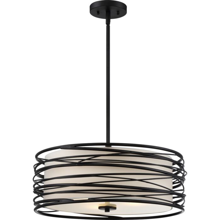 Quoizel Spiral 3 Light 20 Inch Pendant Light in Mystic Black