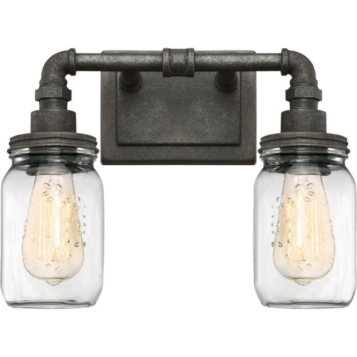 Quoizel Squire 2 Light Bathroom Vanity Light in Rustic Black