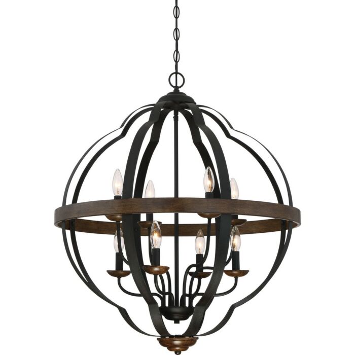 Quoizel Siren 8 Light 33 Inch Transitional Chandelier in Marcado Black