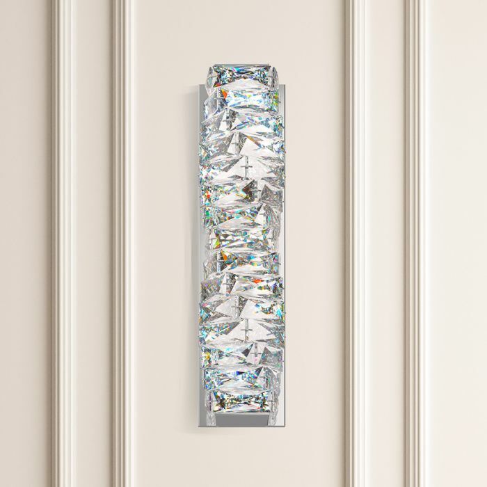Schonbek Glissando 2 Light Wall Sconce in Stainless Steel with Clear Crystals From Swarovski Crystals