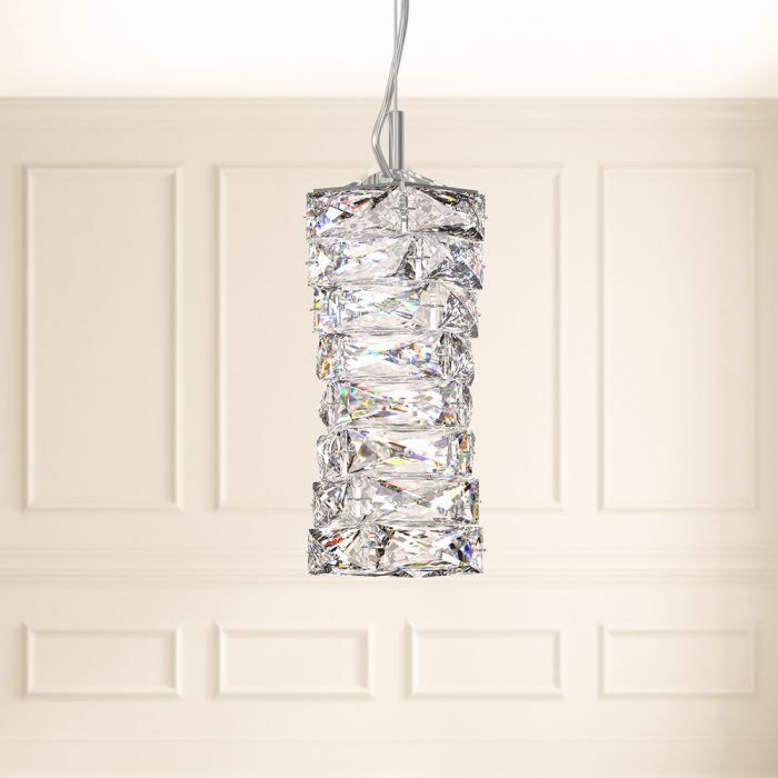 Schonbek Glissando Pendant in Stainless Steel with Clear Crystals From Swarovski Crystals
