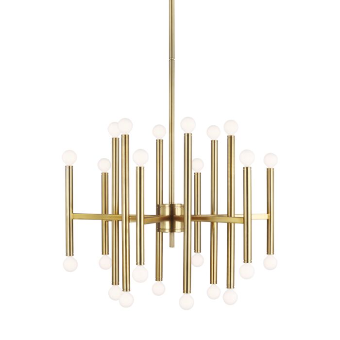 Beckham Modern 24 Light Multi Tier Chandelier in Burnished Brass by Thomas O'Brien
