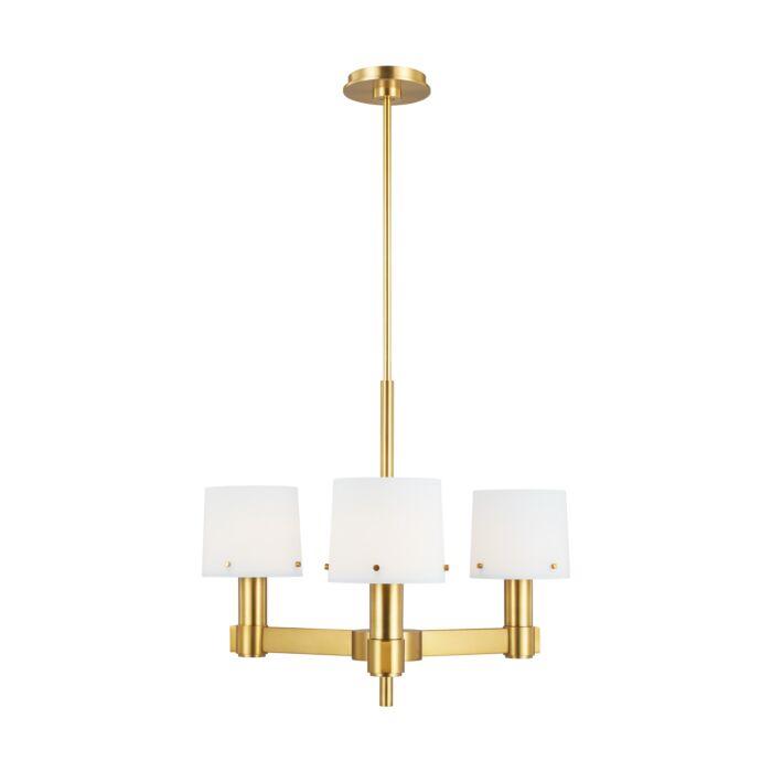 Palma 3 Light Chandelier in Burnished Brass by Thomas O'Brien