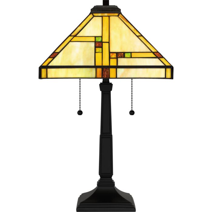 Tiffany 2-Light Table Lamp in Matte Black