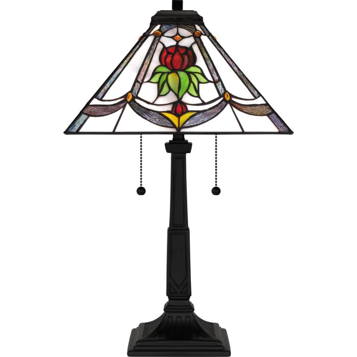 Tiffany 2-Light Table Lamp in Matte Black