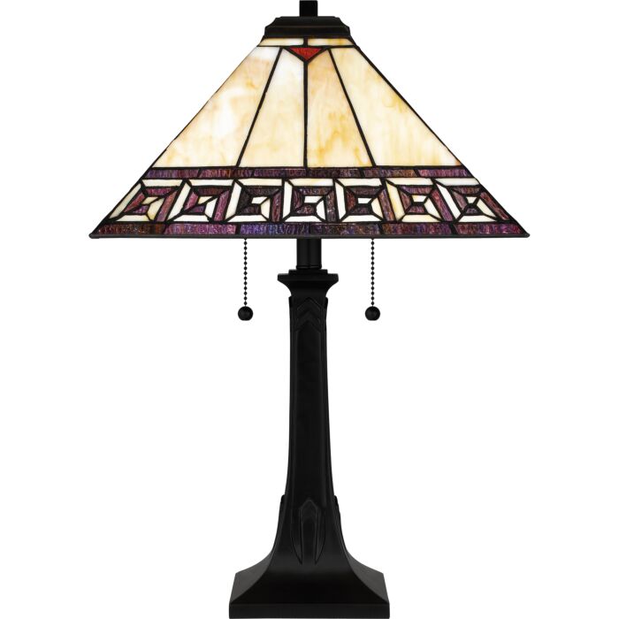 Tiffany 2-Light Table Lamp in Matte Black