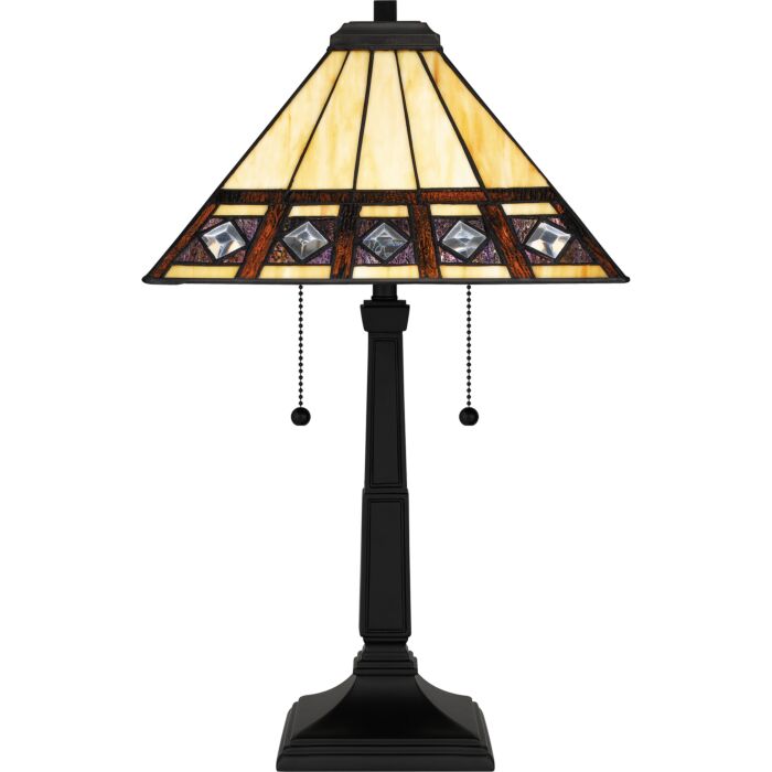 Tiffany 2-Light Table Lamp in Matte Black