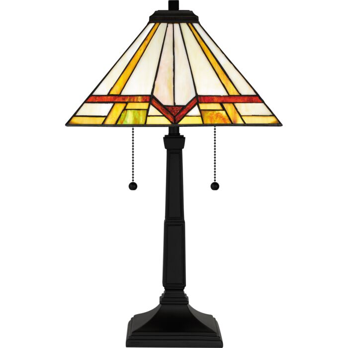 Tiffany 2-Light Table Lamp in Matte Black