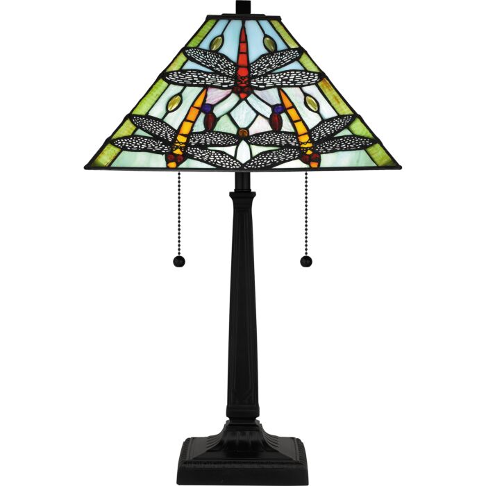 Tiffany 2-Light Table Lamp in Matte Black