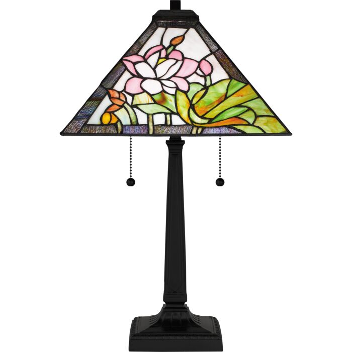 Tiffany 2-Light Table Lamp in Matte Black