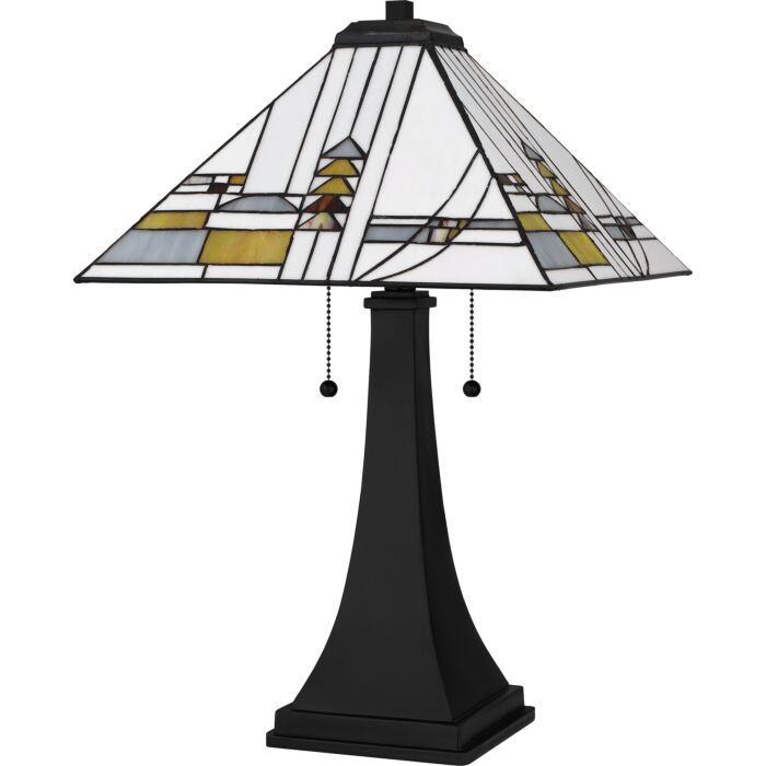 Tiffany 2-Light Table Lamp in Matte Black