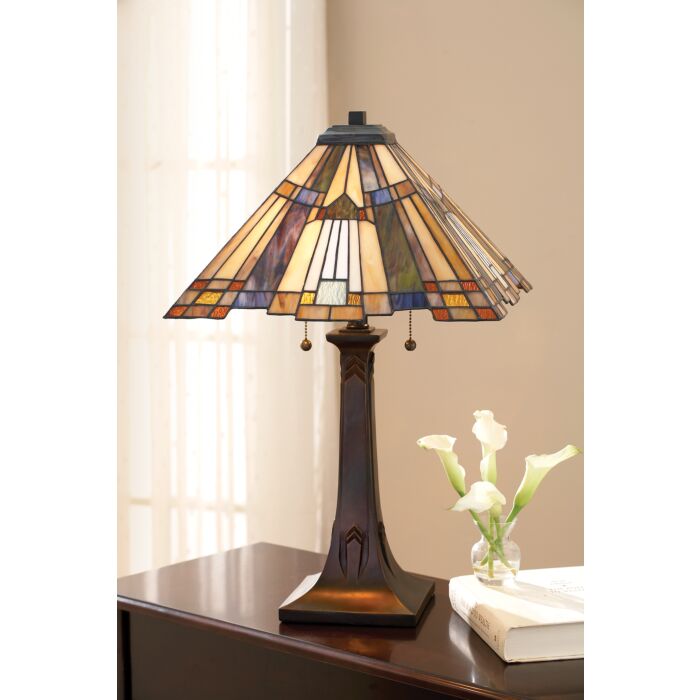 Quoizel Inglenook Tiffany Table Lamp in Valiant Bronze