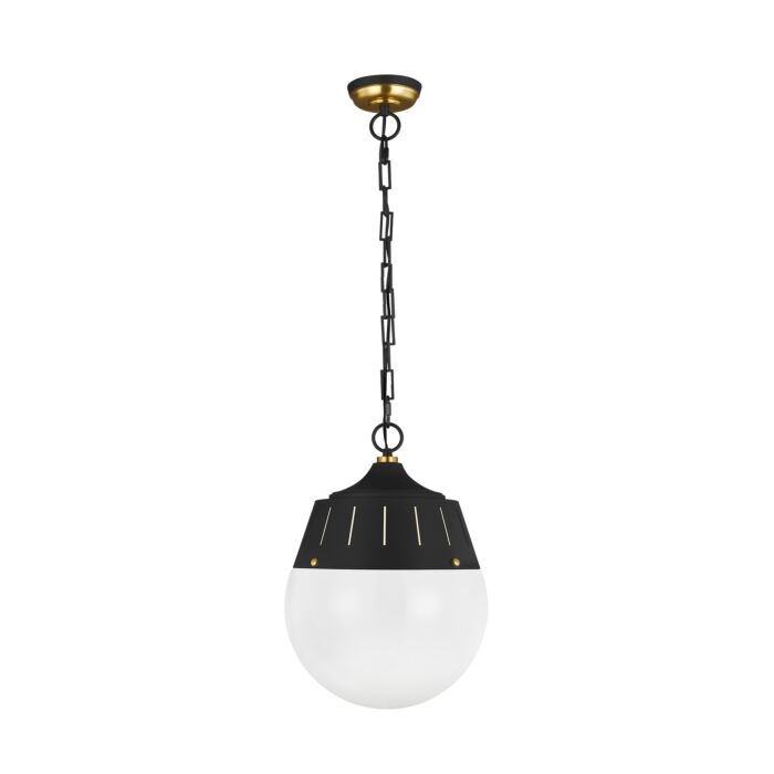 Arlett 2 Light Pendant Light in Midnight Black And Burnished Brass by Thomas O'Brien
