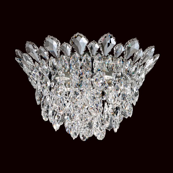 Schonbek Trilliane Strands 4 Light Ceiling Light in Stainless Steel with Clear Heritage Crystals