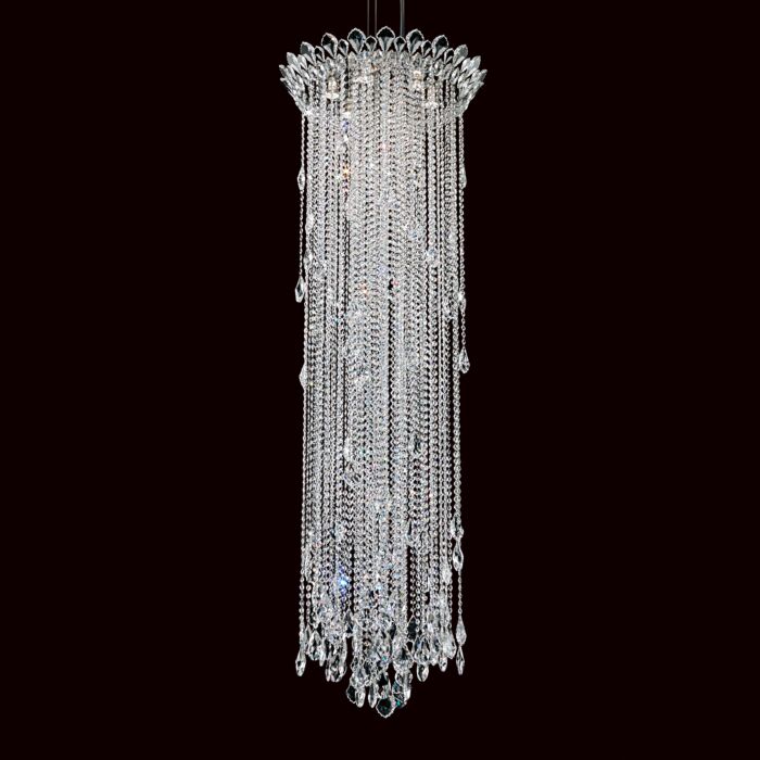 Schonbek Trilliane Strands 6 Light Pendant in Stainless Steel with Clear Heritage Crystals