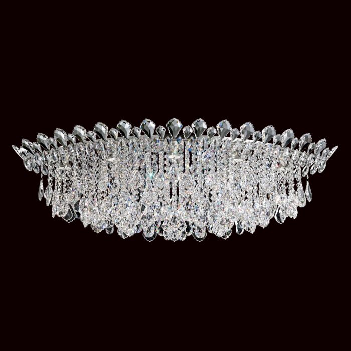 Schonbek Trilliane Strands 8 Light Ceiling Light in Stainless Steel with Clear Heritage Crystals