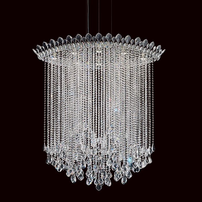 Schonbek Trilliane Strands 8 Light Pendant in Stainless Steel with Clear Heritage Crystals