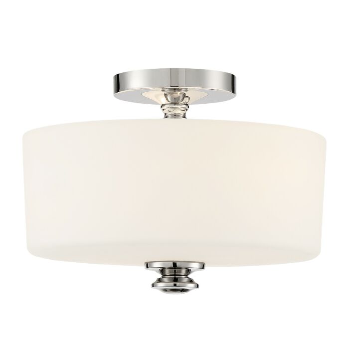 Crystorama Travis 2 Light Ceiling Light in Polished Nickel